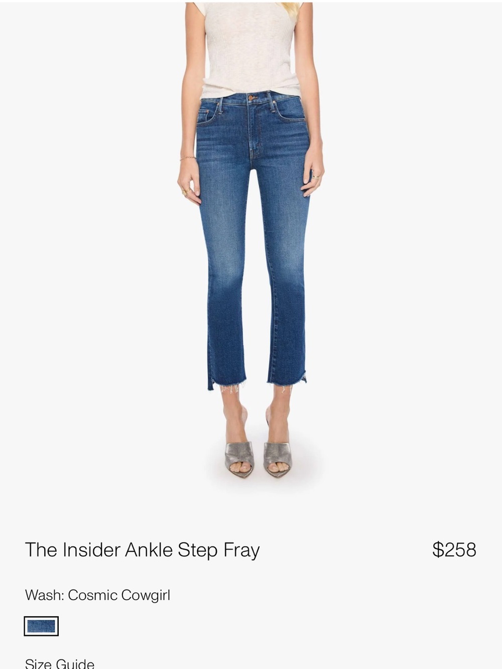 MOTHER Women’s Blue Relaxed Denim Jeans, Fray Cropped Sz 26 - Picture 5 of 8